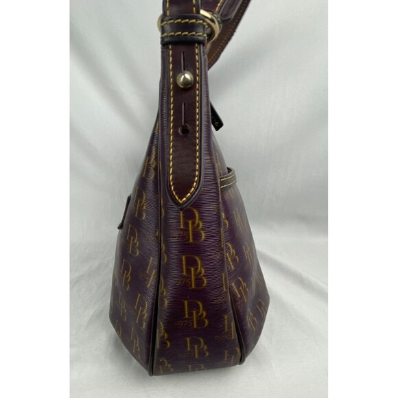 VTG Dooney Bourke Purple Monogram East West Collins Zipper Hobo Handbag J1611778 - Picture 9 of 16